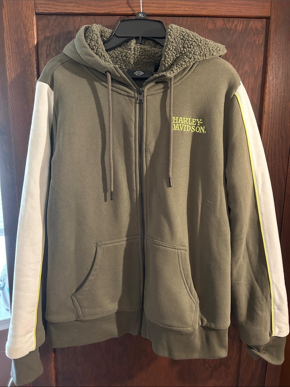 Harley-Davidson Womens Olive and Cream Hooded Puffer Jacket